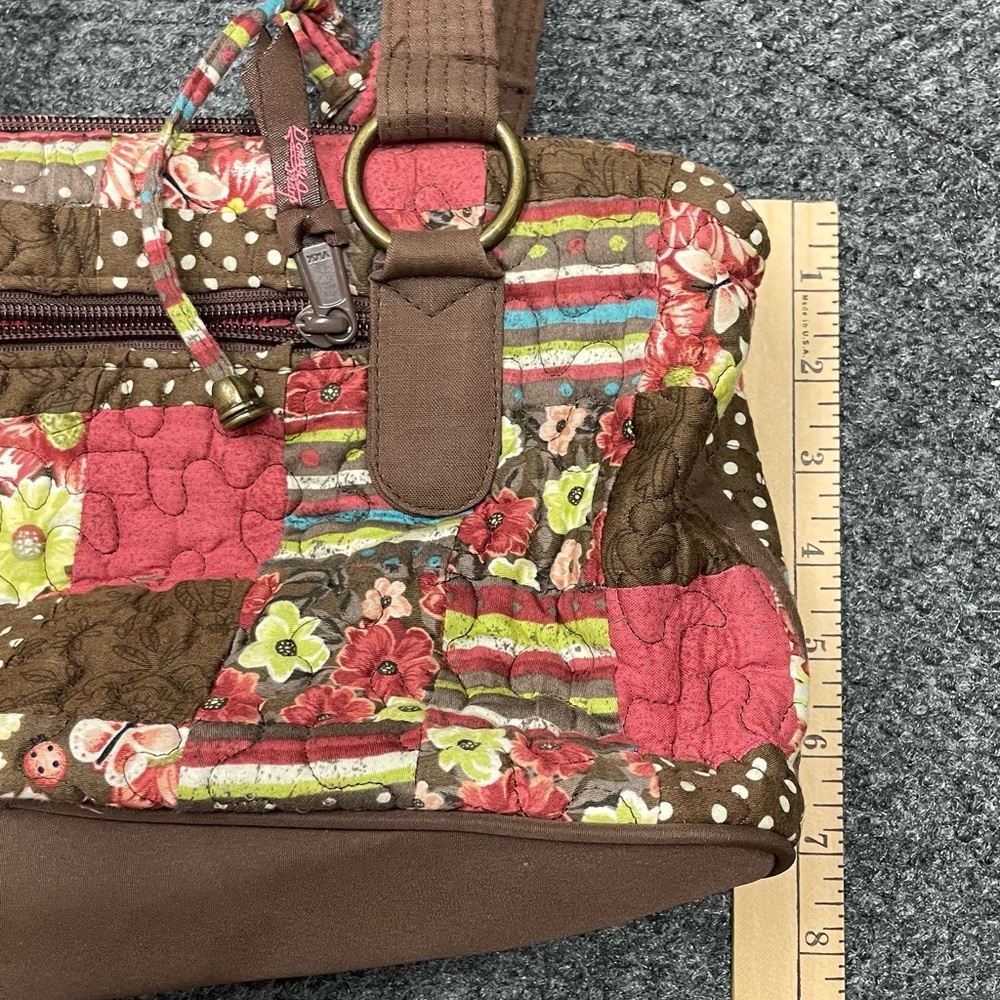 Vtg Donna Sharp Quilted Patchwork Handbag Pink Br… - image 7